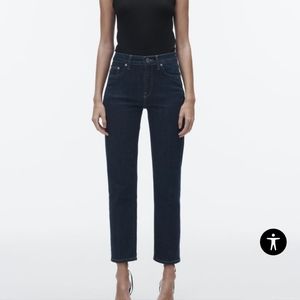 High-waisted, cropped black jeans, Zara